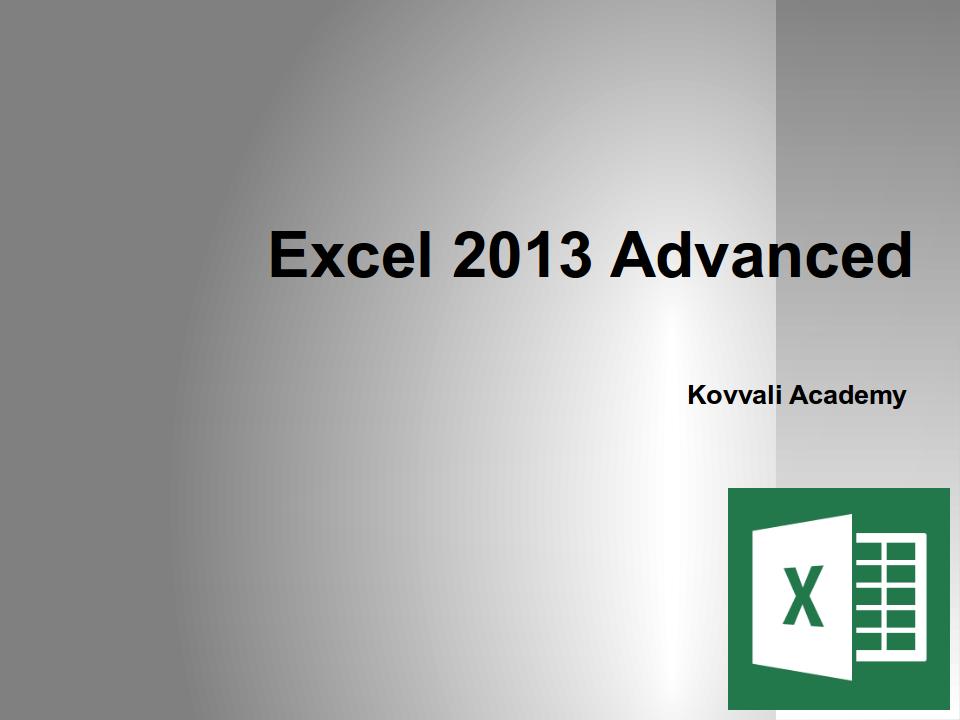 Excel 2013 Advanced